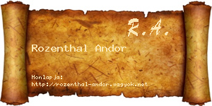 Rozenthal Andor névjegykártya